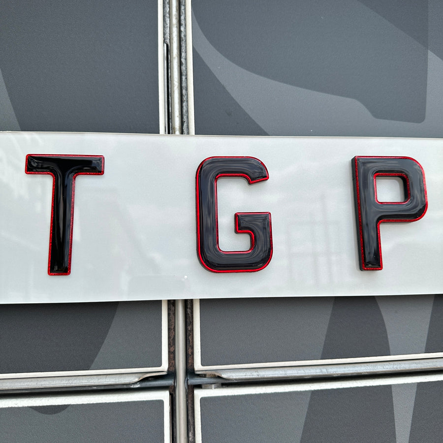 Red Outline Lettering - 3D/4D/5D - Show Plate