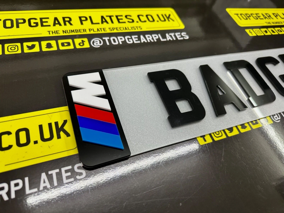 2x 4D Acrylic Stylish Car Number Plate BMW M POWER Sport Stickers Side Badges