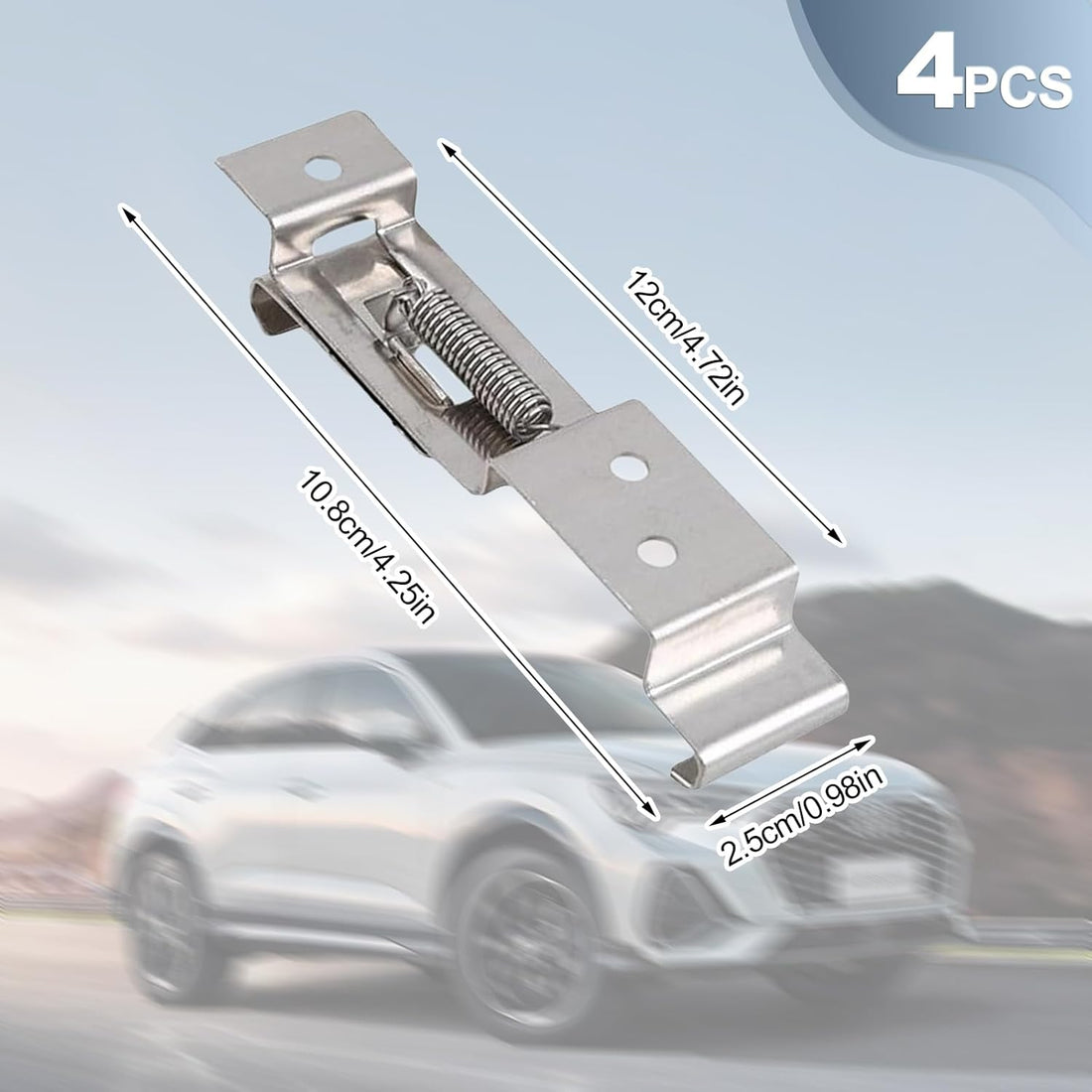 Stainless Spring Loaded Steel Number Plate Brackets - 4 Pack