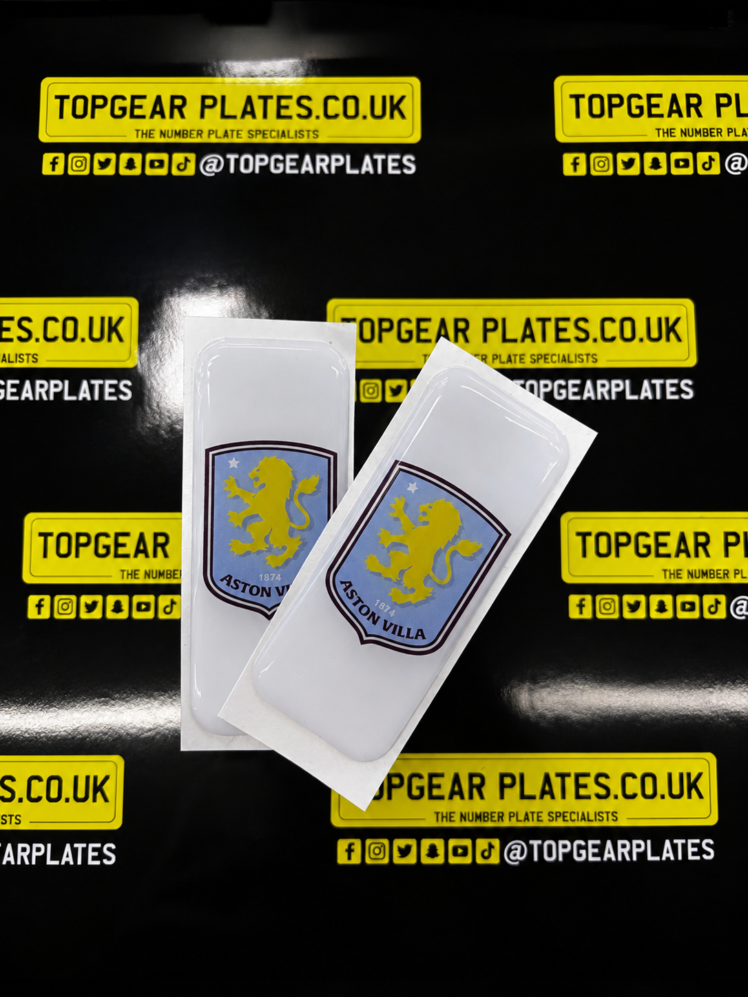2x 3D Gel Resin License Number Plate Aston Villa Football Club Logo