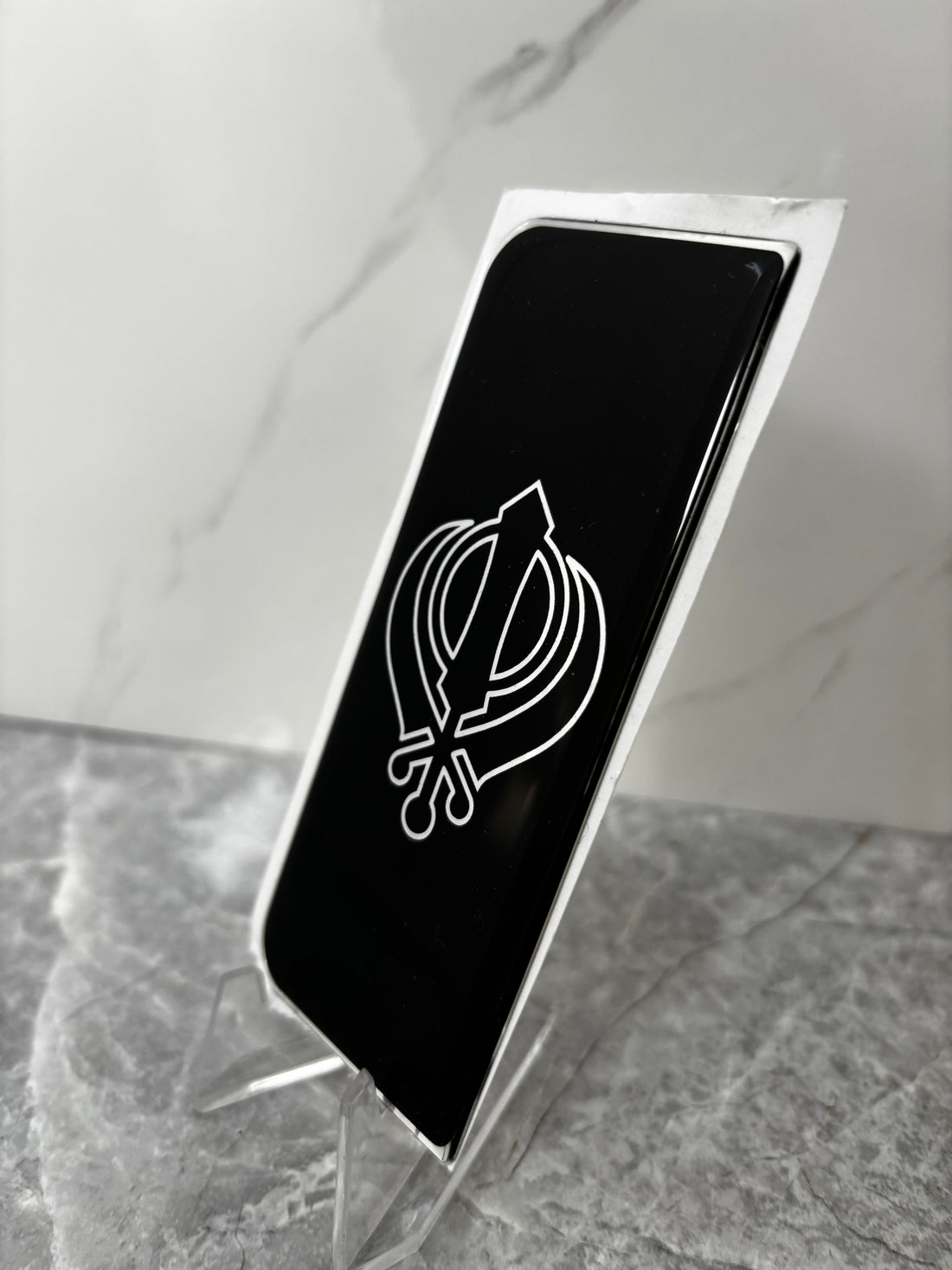 2x 3D Gel Resin License Number Plate White Khanda With Black Background Side Badge